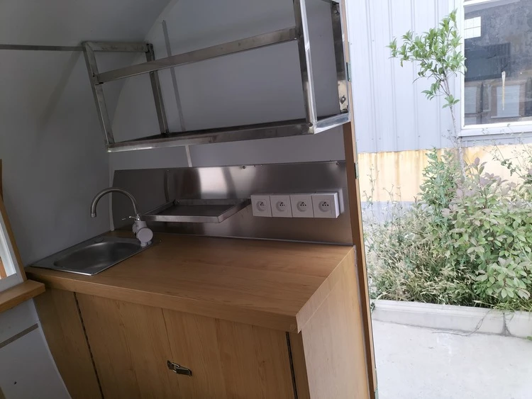small vintage bubble tea food truck interior